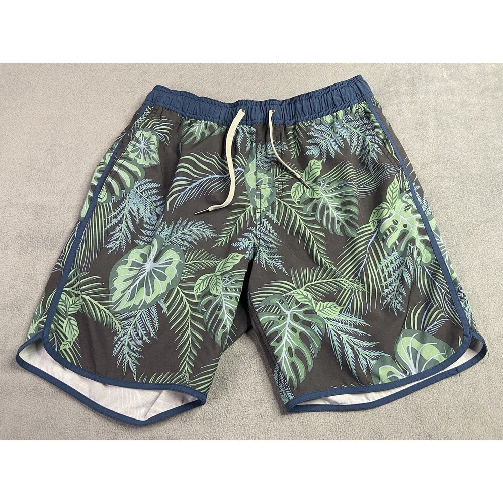 Fair Harbor Shorts Mens Medium Swim Green Tropical‎ Palm 8" Lined Trunks